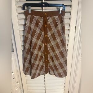 Love Kisses Brown Plaid Y2K Skirt Preppy Vintage